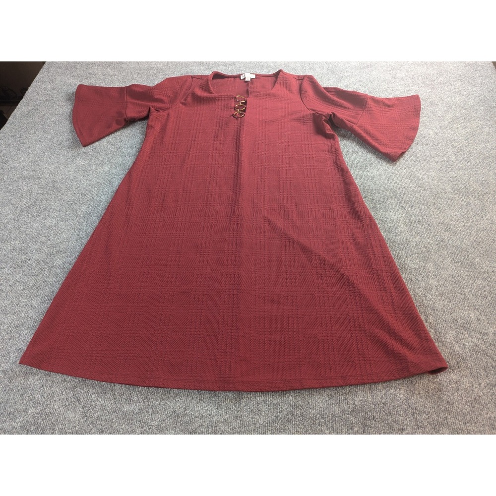 Chelsea Taylor Dress Womens 2X Plus Size  Maroon Sheath  3 Ring hole Scoopneck